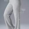 Pantalones de cachemira High-Waist con tejido de gofre mullido - Gris jaspeado deportivo