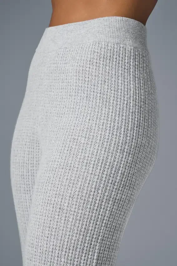 Pantalones de cachemira High-Waist con tejido de gofre mullido - Gris jaspeado deportivo