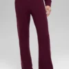 Pantalones de cachemira High-Waist con tejido de panal mullido - Burdeos