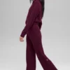Pantalones de cachemira High-Waist con tejido de panal mullido - Burdeos