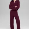 Pantalones de cachemira High-Waist con tejido de panal mullido - Burdeos