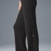 Pantalones de cachemira High-Waist con tejido de panal mullido - Gris oscuro jaspeado