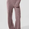 Pantalones de cachemira High-Waist con tejido de panal mullido - Gris seta jaspeado