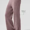 Pantalones de cachemira High-Waist con tejido de panal mullido - Gris seta jaspeado
