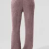 Pantalones de cachemira High-Waist con tejido de panal mullido - Gris seta jaspeado