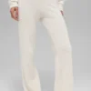 Pantalones de cachemira High-Waist con tejido de panal mullido - Marfil
