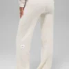 Pantalones de cachemira High-Waist con tejido de panal mullido - Marfil