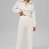 Pantalones de cachemira High-Waist con tejido de panal mullido - Marfil