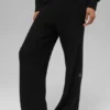 Pantalones de cachemira High-Waist con tejido de panal mullido - Negro