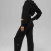 Pantalones de cachemira High-Waist con tejido de panal mullido - Negro