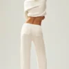 Pantalones de cachemira High-Waist Northstar de corte recto - Marfil