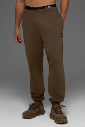 Pantalones de chándal de felpa gruesa con puños «Renown» – Espresso