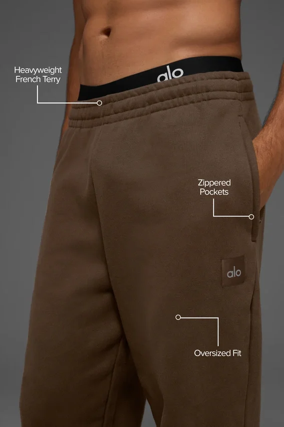 Pantalones de chándal de felpa gruesa con puños «Renown» – Espresso
