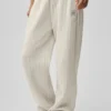 Pantalones de chándal de pierna recta a rayas finas - Rayas finas color hueso