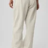 Pantalones de chándal de pierna recta a rayas finas - Rayas finas color hueso