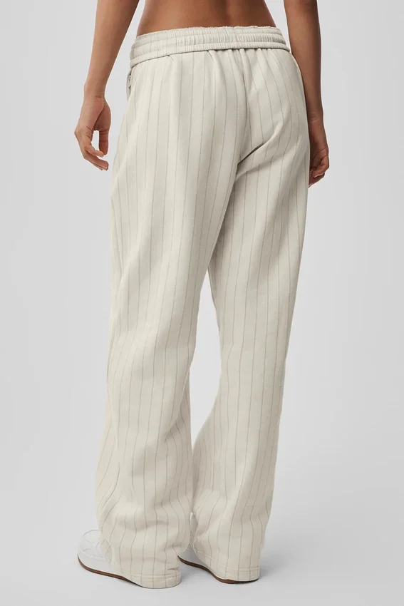 Pantalones de chándal de pierna recta a rayas finas - Rayas finas color hueso