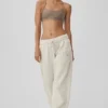 Pantalones de chándal de pierna recta a rayas finas - Rayas finas color hueso