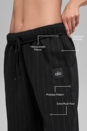 Pantalones de chándal de pierna recta a rayas finas – Rayas finas negras