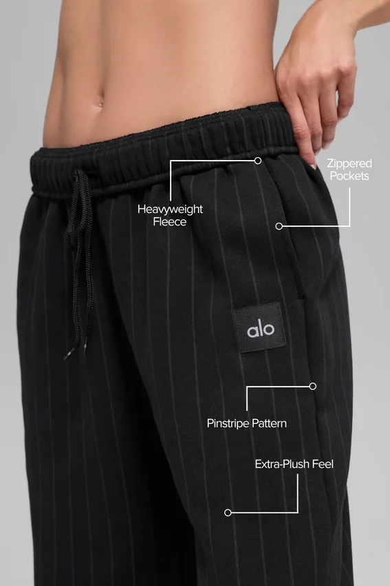 Pantalones de chándal de pierna recta a rayas finas - Rayas finas negras