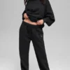 Pantalones de chándal de pierna recta a rayas finas - Rayas finas negras