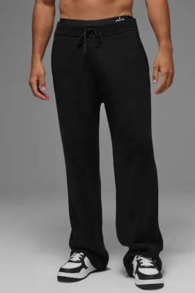 Pantalones de chándal de punto acanalado Domain - Negro