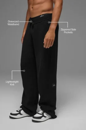 Pantalones de chándal de punto acanalado Domain – Negro