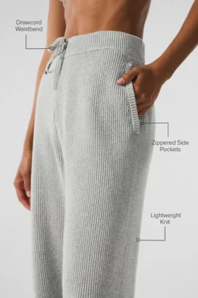 Pantalones de chándal Domain de punto acanalado – Gris jaspeado deportivo