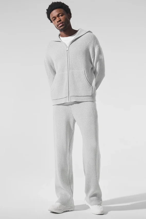 Pantalones de chándal Domain de punto acanalado - Gris jaspeado deportivo