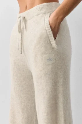 Pantalones de chándal «New Class» de lana y cachemira – Avena jaspeada
