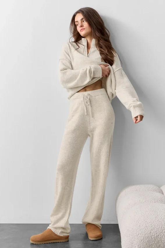 Pantalones de chándal «New Class» de lana y cachemira - Avena jaspeada