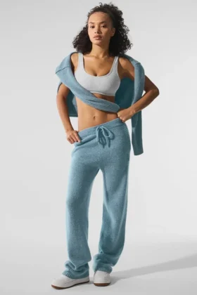 Pantalones de chándal «New Class» de lana y cachemira - Azul celeste jaspeado