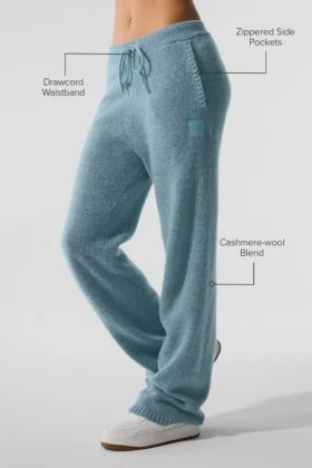 Pantalones de chándal «New Class» de lana y cachemira – Azul celeste jaspeado