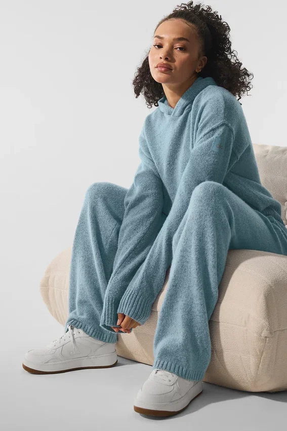 Pantalones de chándal «New Class» de lana y cachemira - Azul celeste jaspeado
