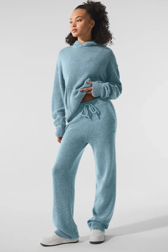 Pantalones de chándal «New Class» de lana y cachemira - Azul celeste jaspeado