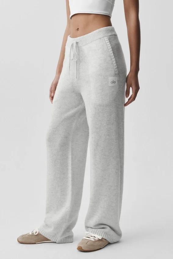 Pantalones de chándal «New Class» de lana y cachemira - Blanco jaspeado