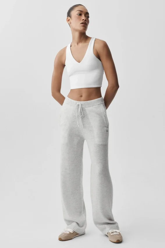 Pantalones de chándal «New Class» de lana y cachemira - Blanco jaspeado