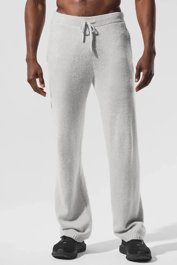 Pantalones de chándal «New Class» de lana y cachemira - Gris perla jaspeado