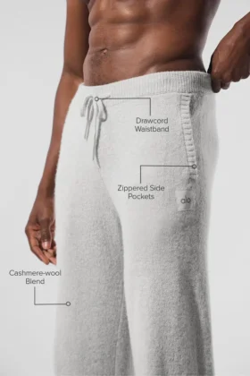 Pantalones de chándal «New Class» de lana y cachemira – Gris perla jaspeado