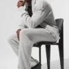 Pantalones de chándal «New Class» de lana y cachemira - Gris perla jaspeado