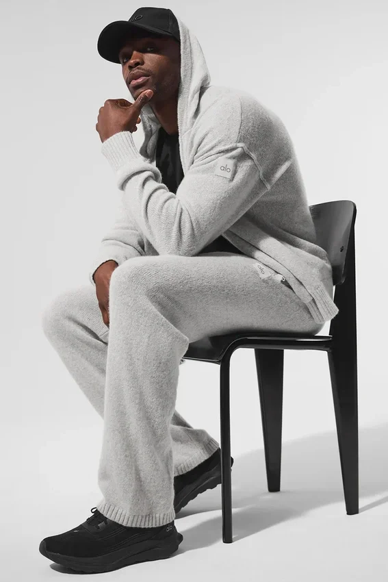 Pantalones de chándal «New Class» de lana y cachemira - Gris perla jaspeado