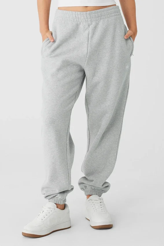 Pantalones de chándal Renown de peso grueso con puños – Gris jaspeado deportivo