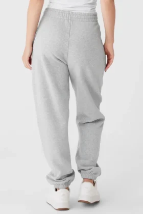 Pantalones de chándal Renown de peso grueso con puños – Gris jaspeado deportivo