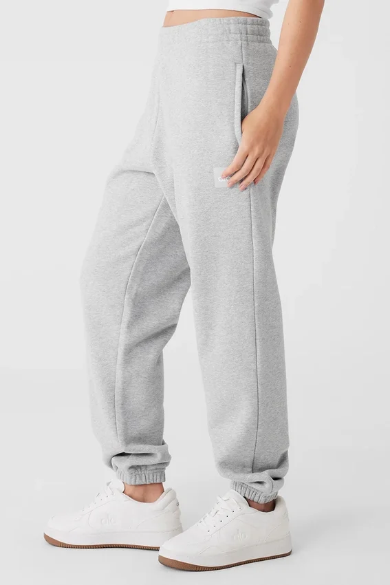 Pantalones de chándal Renown de peso grueso con puños – Gris jaspeado deportivo