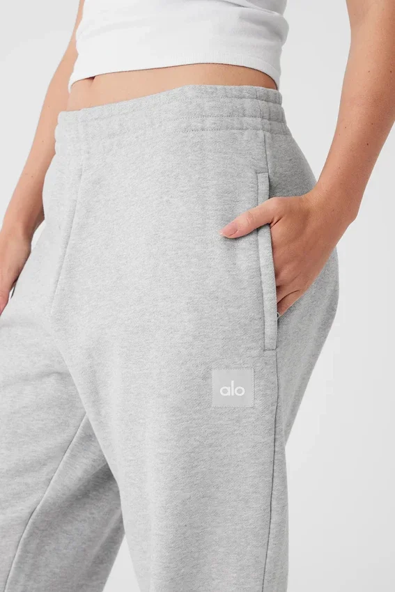 Pantalones de chándal Renown de peso grueso con puños – Gris jaspeado deportivo