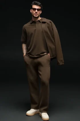 Pantalones de chándal Scholar de corte recto - Espresso