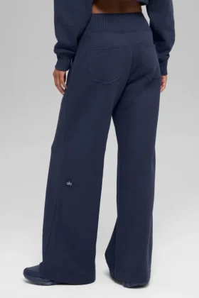 Pantalones de chándal Serenity de pierna ancha – Azul marino