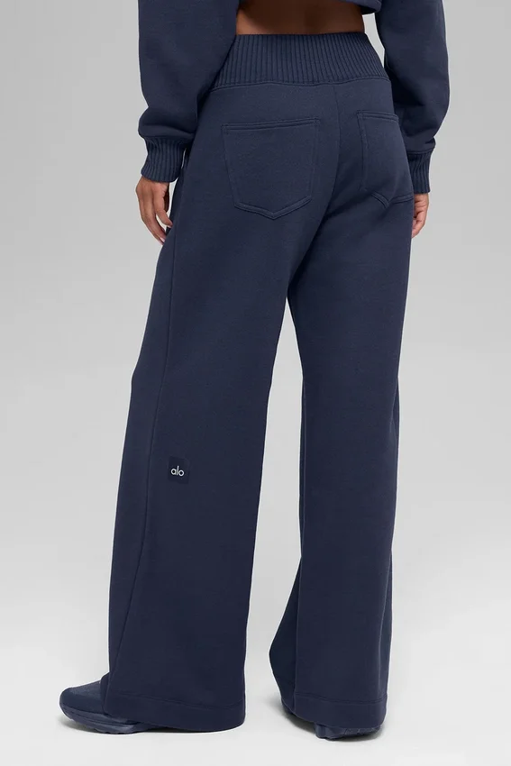 Pantalones de chándal Serenity de pierna ancha - Azul marino
