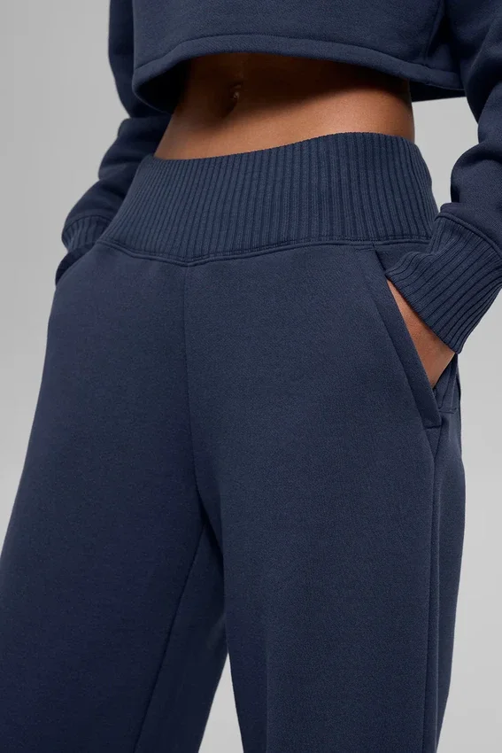 Pantalones de chándal Serenity de pierna ancha - Azul marino