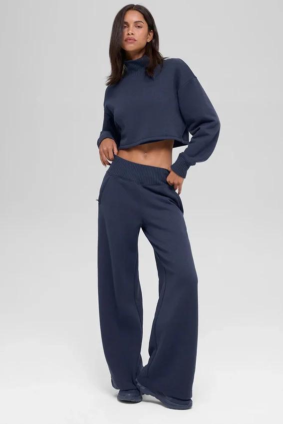 Pantalones de chándal Serenity de pierna ancha - Azul marino