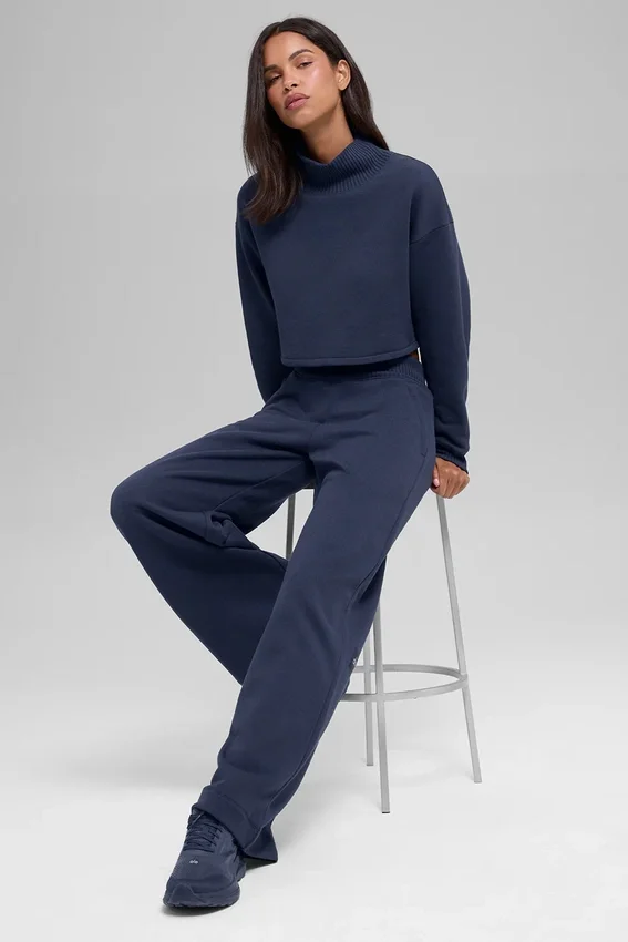 Pantalones de chándal Serenity de pierna ancha - Azul marino
